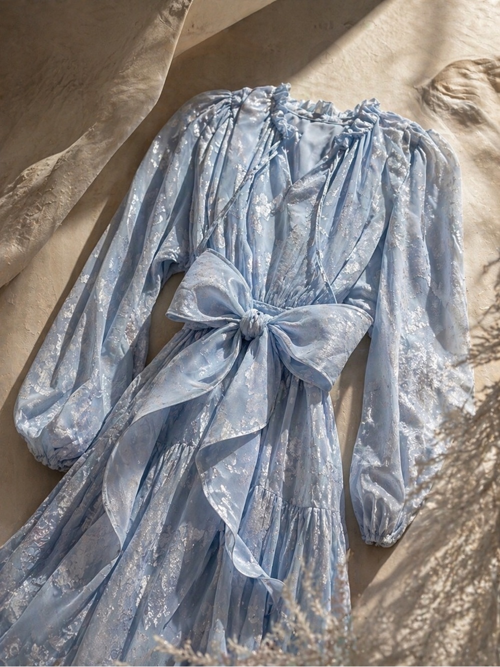 Kobi Halperin Kathryn Metallic Jacquard Midi Dress Blue XXL New - Picture 4 of 13